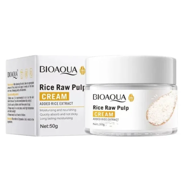 BIOAQUA rice raw pulp cream facial skin moisturizing smoothing nourishing oil controlling large pores treating rice milk cream-50gm