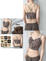 Premium Seamless Leopard Print Cross Back Padded Bra Top for Women - Image 3